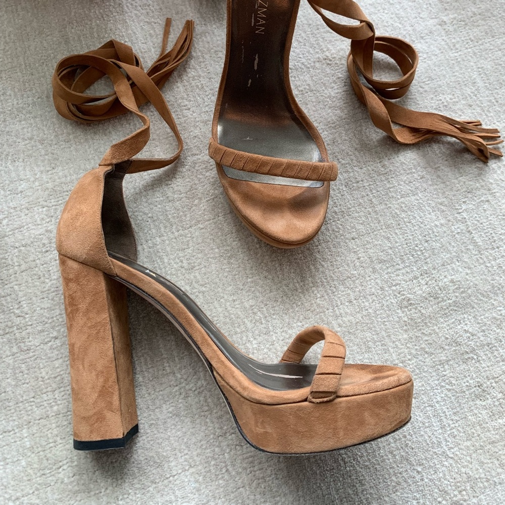 STUART WEITZMAN TIE UP PLATFORM HEELS